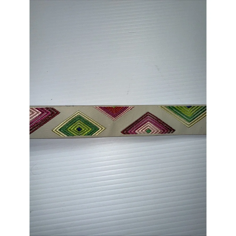 Unique Desigual Authentic White Brightly Embroidered  Belt Boho